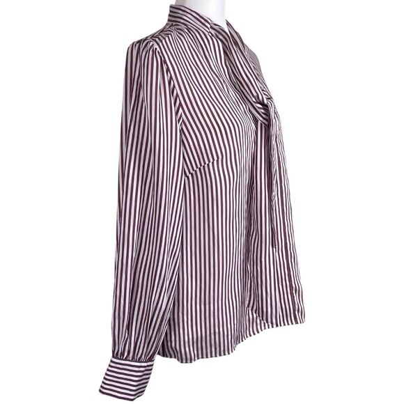 NWT ANTHROPOLOGIE MAEVE Tie-Neck Blouse Size Small Long Sleeve Red White Stripes - Picture 8 of 16